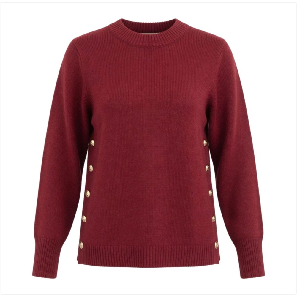 Shop The Mint Julep Boutique Sweater Gold Buttons Old Money Womens M Burgundy